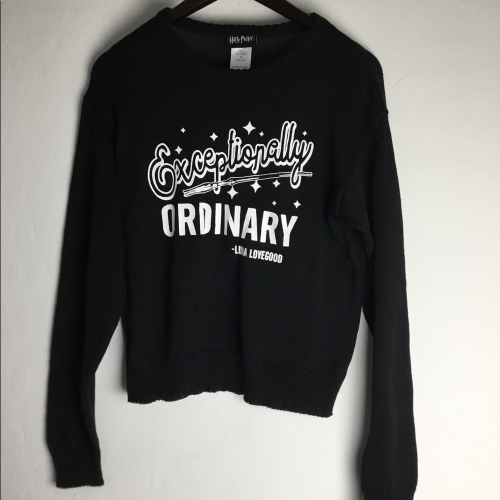 Harry Potter Crop Sweater Size Medium black knit long sleeve design front